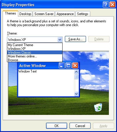 windows properties desktop apply theme system 1999 blogger select classic right